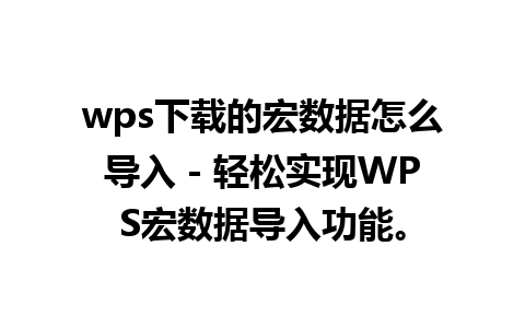 wps下载的宏数据怎么导入 - 轻松实现WPS宏数据导入功能。