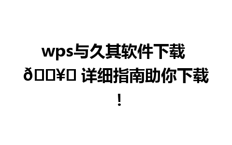 wps与久其软件下载 🖥️ 详细指南助你下载！