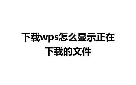 下载wps怎么显示正在下载的文件