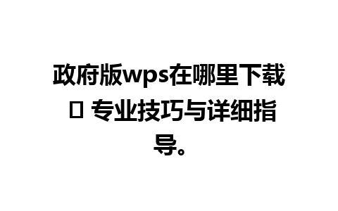 政府版wps在哪里下载 ✨ 专业技巧与详细指导。