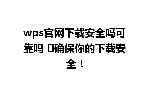  wps官网下载安全吗可靠吗 ✨确保你的下载安全！