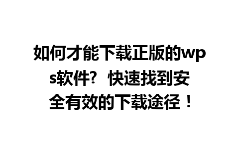 如何才能下载正版的wps软件?  快速找到安全有效的下载途径！