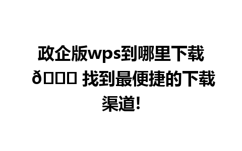 政企版wps到哪里下载 🌐 找到最便捷的下载渠道!  
