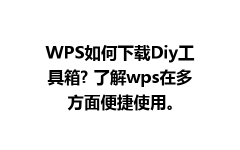 WPS如何下载Diy工具箱? 了解wps在多方面便捷使用。