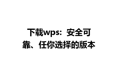 下载wps:  安全可靠、任你选择的版本