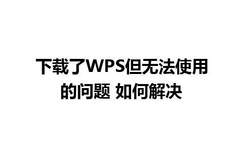 下载了WPS但无法使用的问题 如何解决 