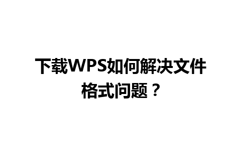 下载WPS如何解决文件格式问题？