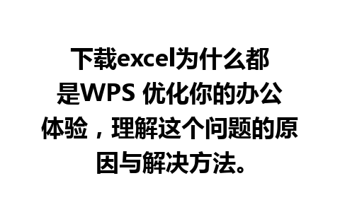 下载excel为什么都是WPS 优化你的办公体验，理解这个问题的原因与解决方法。