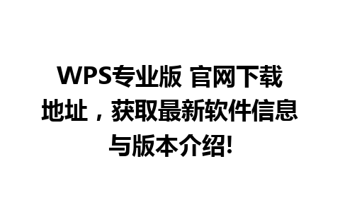  WPS专业版 官网下载地址，获取最新软件信息与版本介绍!