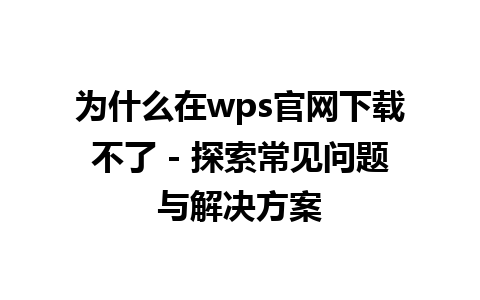 为什么在wps官网下载不了 - 探索常见问题与解决方案