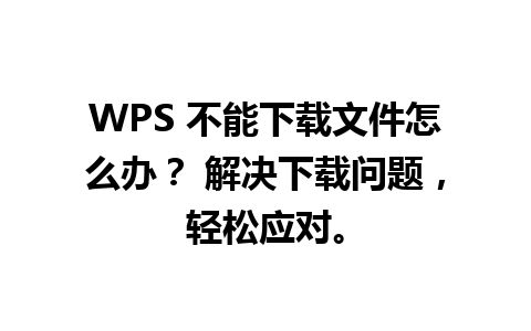 WPS 不能下载文件怎么办？ 解决下载问题，轻松应对。