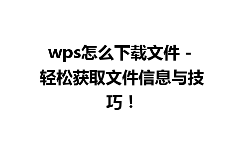 wps怎么下载文件 - 轻松获取文件信息与技巧！