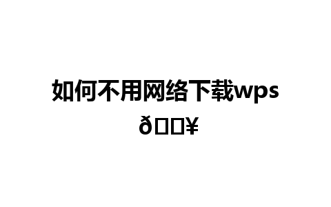 如何不用网络下载wps 📥