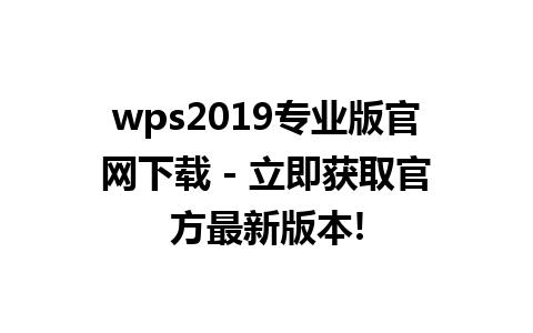 wps2019专业版官网下载 - 立即获取官方最新版本!