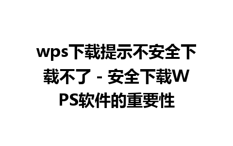 wps下载提示不安全下载不了 - 安全下载WPS软件的重要性