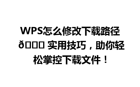 WPS怎么修改下载路径 🌟 实用技巧，助你轻松掌控下载文件！