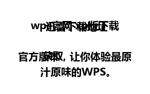  wps官网 xp版下载 迅雷下载地址

获取官方版本，让你体验最原汁原味的WPS。