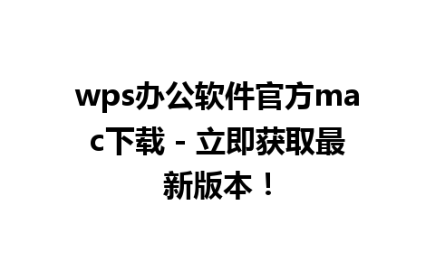 wps办公软件官方mac下载 - 立即获取最新版本！