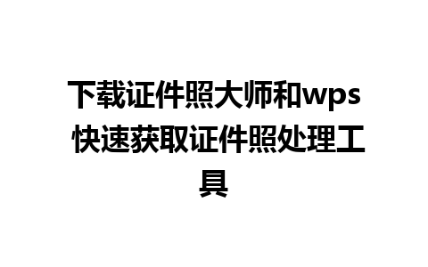 下载证件照大师和wps 快速获取证件照处理工具