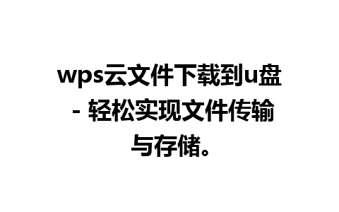 wps云文件下载到u盘 - 轻松实现文件传输与存储。