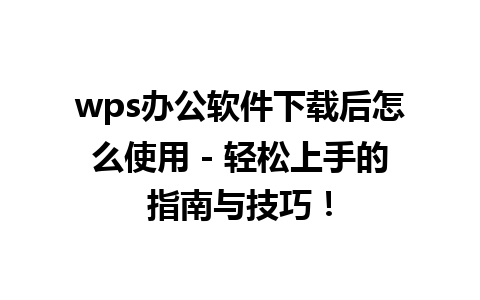 wps办公软件下载后怎么使用 - 轻松上手的指南与技巧！