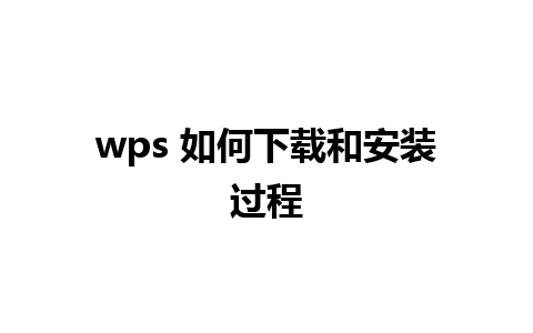 wps 如何下载和安装过程
