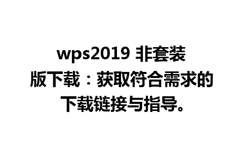 wps2019 非套装版下载：获取符合需求的下载链接与指导。