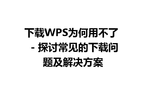 下载WPS为何用不了  - 探讨常见的下载问题及解决方案