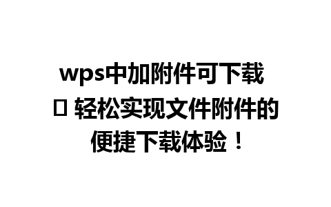 wps中加附件可下载 ✨ 轻松实现文件附件的便捷下载体验！