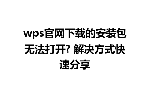 wps官网下载的安装包无法打开? 解决方式快速分享