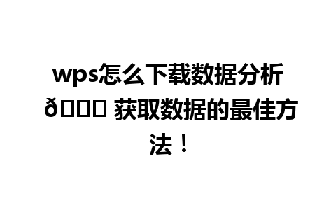 wps怎么下载数据分析 📊 获取数据的最佳方法！