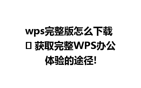 wps完整版怎么下载 ✨ 获取完整WPS办公体验的途径!