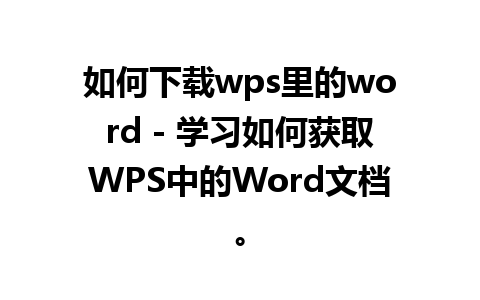 如何下载wps里的word - 学习如何获取WPS中的Word文档。