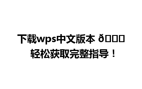 下载wps中文版本 🌟 轻松获取完整指导！