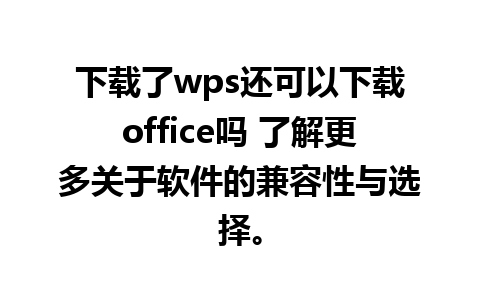 下载了wps还可以下载office吗 了解更多关于软件的兼容性与选择。