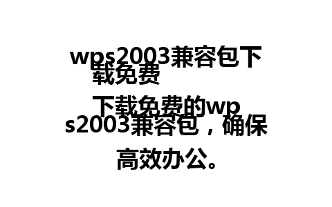  wps2003兼容包下载免费
下载免费的wps2003兼容包，确保高效办公。