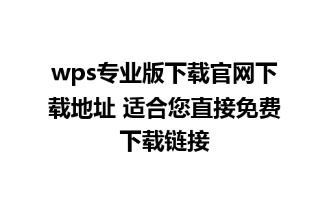 wps专业版下载官网下载地址 适合您直接免费下载链接