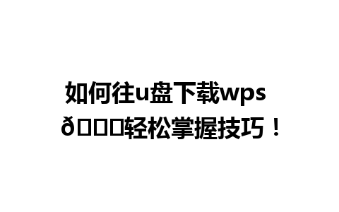 如何往u盘下载wps 🌟轻松掌握技巧！