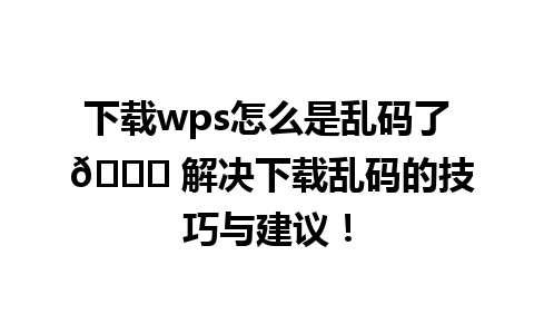 下载wps怎么是乱码了 🌟 解决下载乱码的技巧与建议！