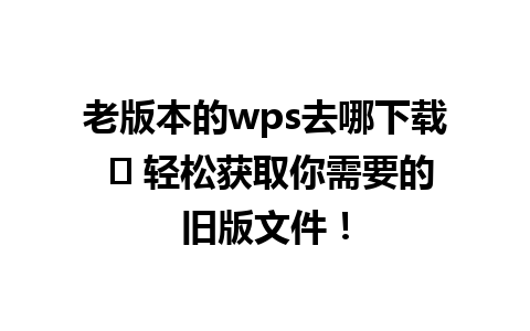 老版本的wps去哪下载 ✨ 轻松获取你需要的旧版文件！