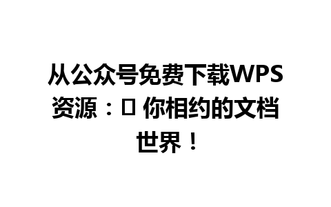 从公众号免费下载WPS资源：✨ 你相约的文档世界！