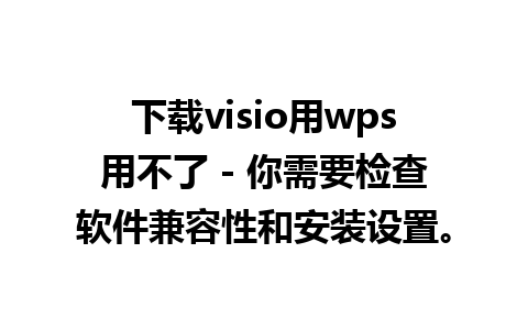 下载visio用wps用不了 - 你需要检查软件兼容性和安装设置。