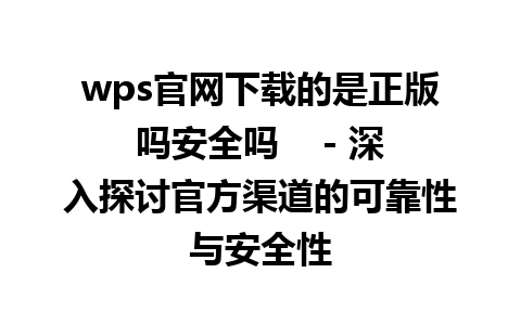 wps官网下载的是正版吗安全吗    - 深入探讨官方渠道的可靠性与安全性