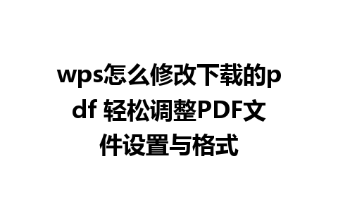 wps怎么修改下载的pdf 轻松调整PDF文件设置与格式