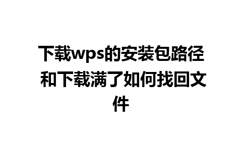 下载wps的安装包路径 和下载满了如何找回文件