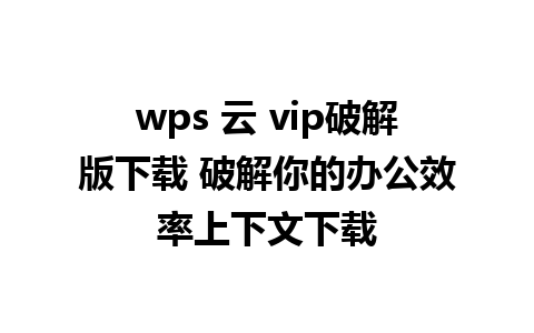 wps 云 vip破解版下载 破解你的办公效率上下文下载