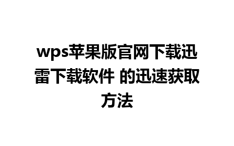 wps苹果版官网下载迅雷下载软件 的迅速获取方法