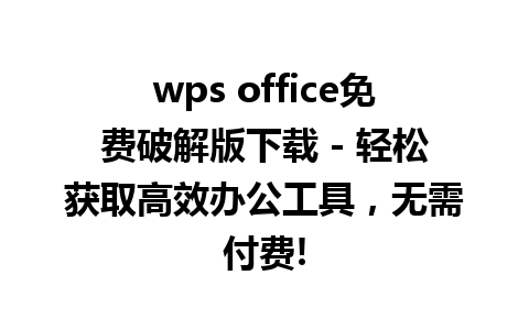 wps office免费破解版下载 - 轻松获取高效办公工具，无需付费!