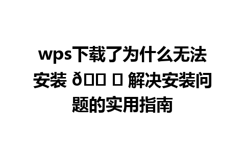 wps下载了为什么无法安装 🛠️ 解决安装问题的实用指南