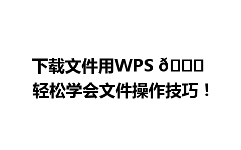 下载文件用WPS 📝 轻松学会文件操作技巧！